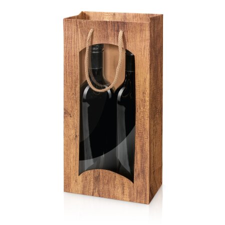 Tragetasche "Timber" 2er mit Fenster, Kraftpapier