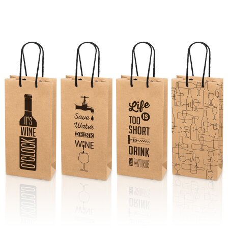 Tragetasche "Natura Wine" sortiert, 2er, Kraftpapier