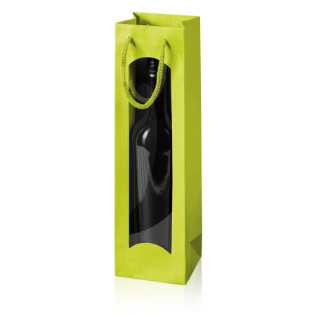 Tragetasche "Linea Limette" 1er mit Fenster, Strukturpapier