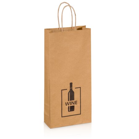 Einkaufstasche "WINEBOTTLE" 2er mit Einlage, Kraftpapier