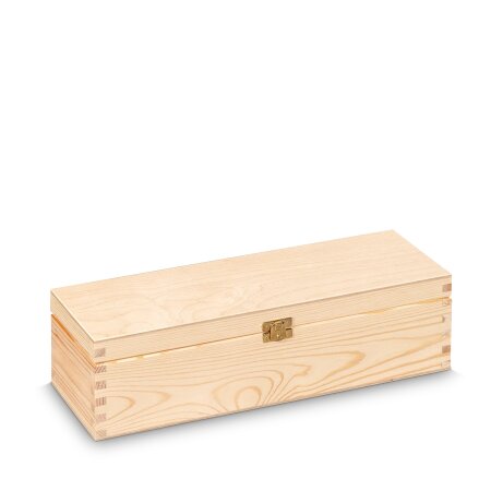 Holzkiste mit Scharnierdeckel 1er Wein/Sekt