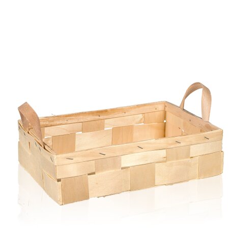 Holzspankorb mit Henkel, Natur, 330x220x90mm