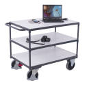 VARIOfit Schwerer ESD Tischwagen mit 3 Ladeflächen Typ S + EasySTOP