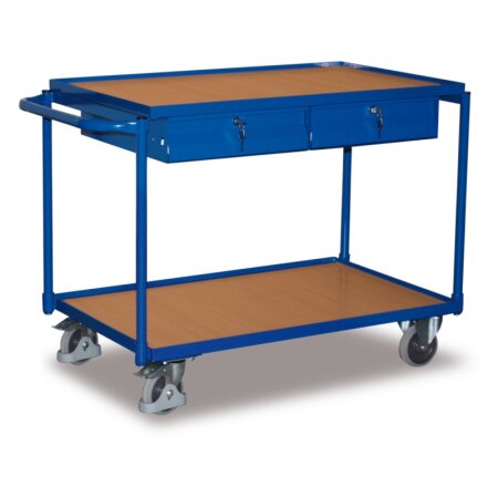 Tischwagen 250 kg mit 2 abschließbaren Schubladen + EasySTOP
