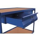 VARIOfit Tischwagen 250 kg mit 2 abschließbaren Schubladen + EasySTOP - Enzianblau