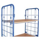 VARIOfit Paketwagen hoch mit 2 Gitterwänden + 4 Böden 400 kg Traglast Typ S + EasySTOP - Enzianblau