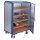 Stahlblech-Etagenwagen mit 1 festen und 4 variablen B�den Hebelgriff-Doppelfl�gelt�r + EasySTOP Typ M-2
