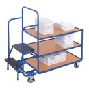 VARIOfit Kommissionierwagen mit 3 Böden - Enzianblau