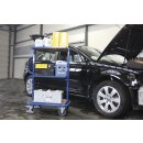 VARIOfit Beistellwagen mit 3 Holzböden + EasySTOP - Enzianblau