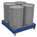 VARIOfit Auffangwanne mit Gitterrost für 4 x 200 l Fässer - Enzianblau