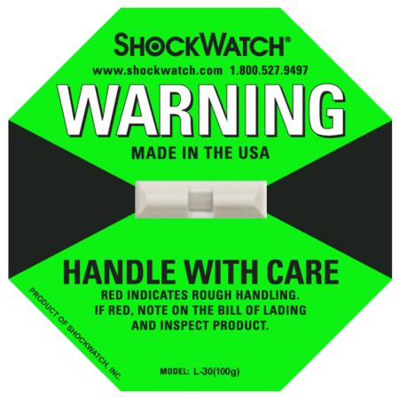 ShockWatch Stoßindikatorlabel mit Warnhinweisaufkleber (grün)-1