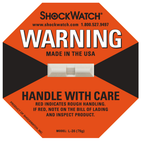 ShockWatch Stoßindikatorlabel mit Warnhinweisaufkleber (orange)-1