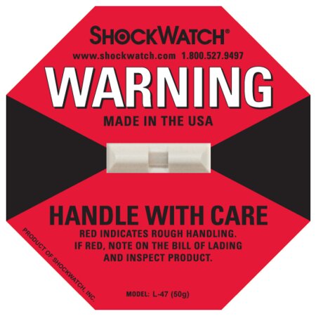 ShockWatch Stoßindikatorlabel mit Warnhinweisaufkleber (rot)