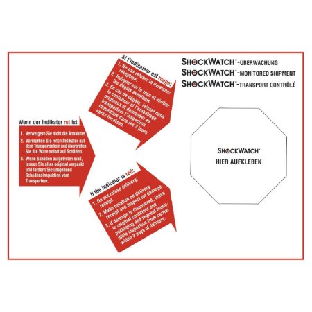 ShockWatch Stoßindikatorlabel mit Warnhinweisaufkleber (rot)-3
