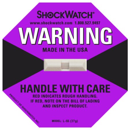 ShockWatch Stoßindikatorlabel mit Warnhinweisaufkleber (violett)