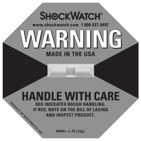 ShockWatch Stoßindikatorlabel mit Warnhinweisaufkleber (grau)