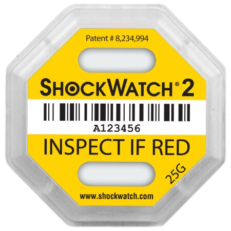 ShockWatch 2 Stoßindikatorlabel mit Warnhinweisaufkleber (gelb)-1