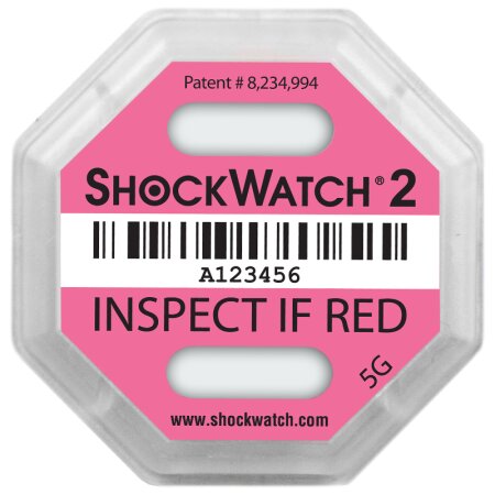 ShockWatch 2 Stoßindikatorlabel mit Warnhinweisaufkleber (pink)