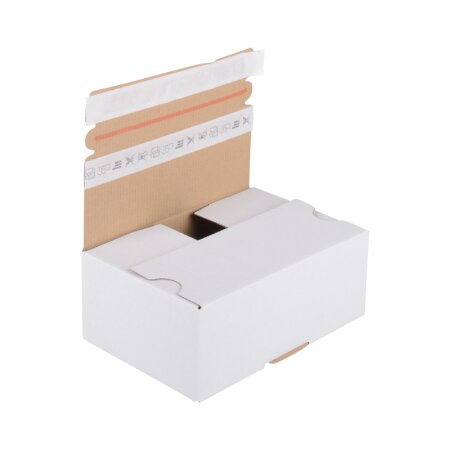 BB-Automatikbodenkarton 210 x 140 x 80 mm (weiß) mit 2 Selbstklebestreifen