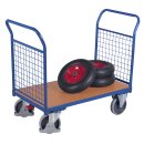 VARIOfit Doppel-Drahtgitter Stirnwandwagen 500 kg Traglast Typ M + EasySTOP - Enzianblau