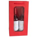 Geschenktüte mit Fenster "Rubinrot" für 2 Flasche 370 x 200 x 100 mm
