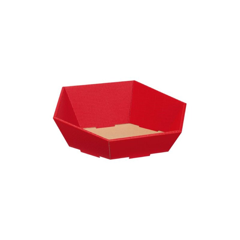 BB-Verpackungen GmbH 25 x Präsentkorb 6-eckig "mini" 162 x 155 x 44/74 mm (Rot) 16565