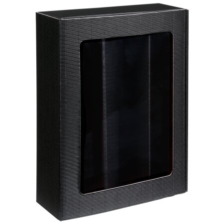 Präsentkarton mit Folienfenster für 3 Flaschen 360 x 250 x 95 mm (schwarz)