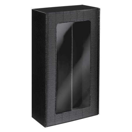 Präsentkarton mit Folienfenster für 2 Flaschen 360 x 192 x 95 mm (schwarz)