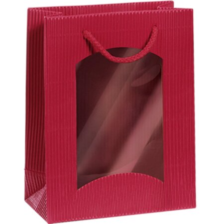 Geschenktüte mit Sichtfenster mini für 1 Flasche 170 x 85 x 220 mm (Bordeaux)