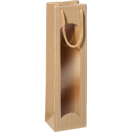 Geschenktüte mit Sichtfenster für 1 Flasche 100 x 80 x 360 mm (natur)