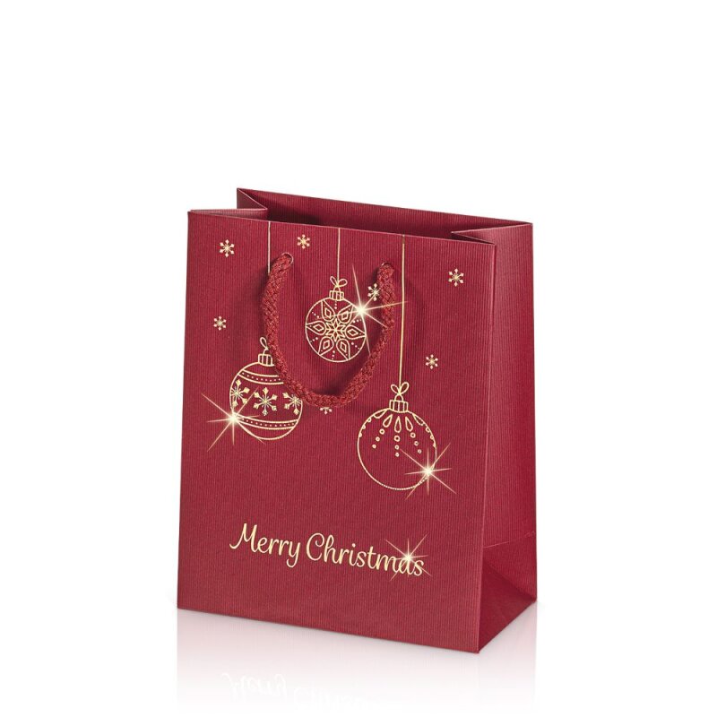 BB-Verpackungen GmbH 50 x Geschenktüte "Goldkugeln" 170 x 85 x 220 mm (rot) 660709