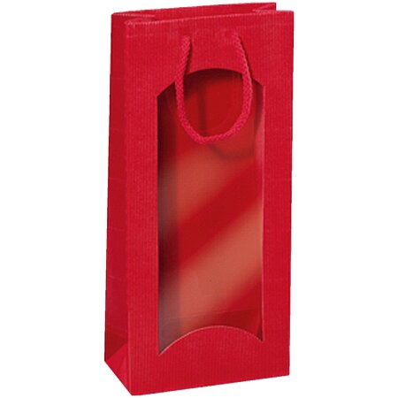 Geschenktüte mit Sichtfenster für 2 Flaschen 170 x 85 x 360 mm (Rot)-1