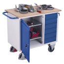 VARIOfit Werkstattwagen mit 6 Schubladen, 1 Schrank, 1 Ladefläche + EasySTOP - Enzianblau