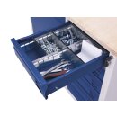 VARIOfit Werkstattwagen mit 6 Schubladen 1 Ladefläche, 1 Schrank + EasySTOP - Enzianblau