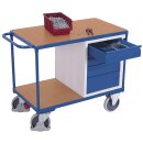 VARIOfit Werkstattwagen mit 4 Schubladen, 2 Ladeflächen + EasySTOP - Enzianblau