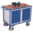 VARIOfit Werkstattwagen mit 1 Schrank, 4 Schubladen + EasySTOP - Enzianblau