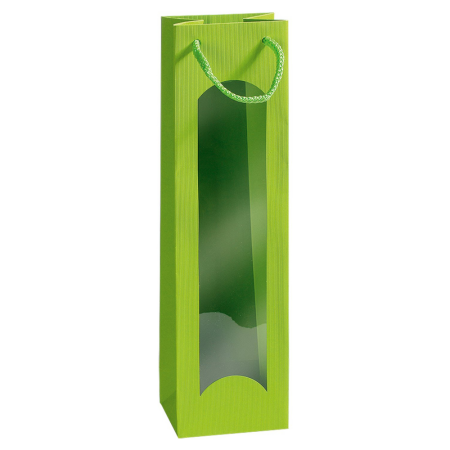 Geschenktüte mit Sichtfenster für 1 Flasche 100 x 80 x 360 mm (Hellgrün)