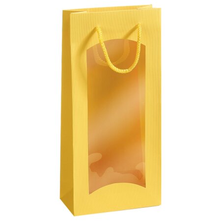 Geschenktüte mit Sichtfenster für 2 Flaschen 170 x 85 x 360 mm (Gelb)