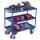 VARIOfit Tischwagen mit 3 Etagen, Wannenrand 40 mm hoch + EasySTOP - Enzianblau
