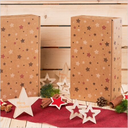 Prsentkarton Natura Stars fr 3 Flaschen 360 x 250 x 90 mm