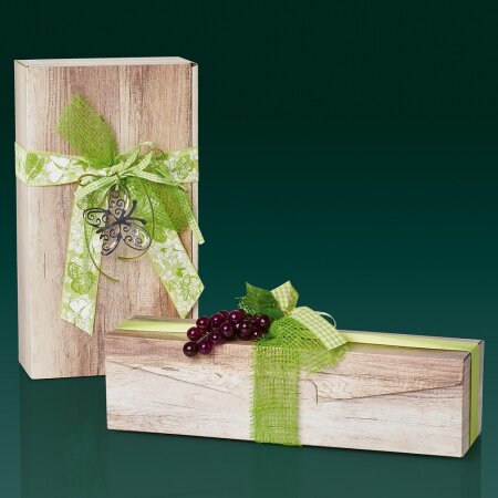 Prsentkarton Wood fr 2 Flaschen 360 x 180 x 90 mm