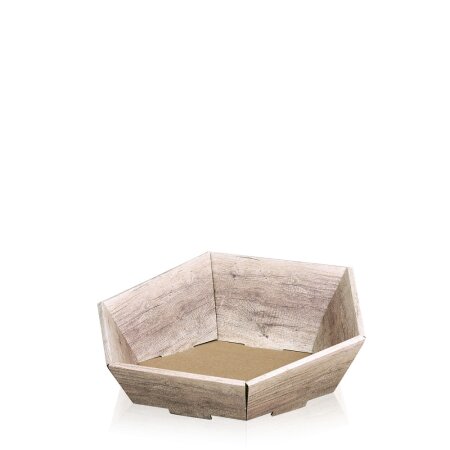 Präsentkorb 6-eckig klein 290 x 270 x 60/105 mm (Wood)-1