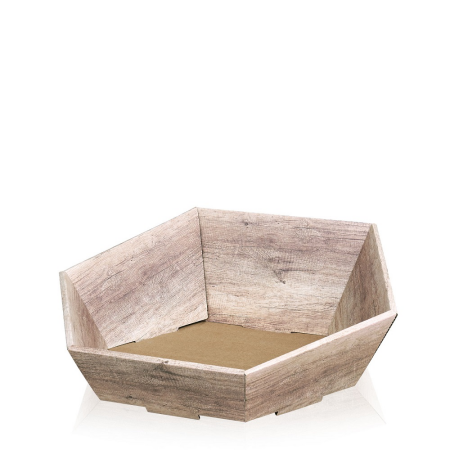 Präsentkorb 6-eckig mittel 380 x 340 x 75/130 mm (Wood)-1