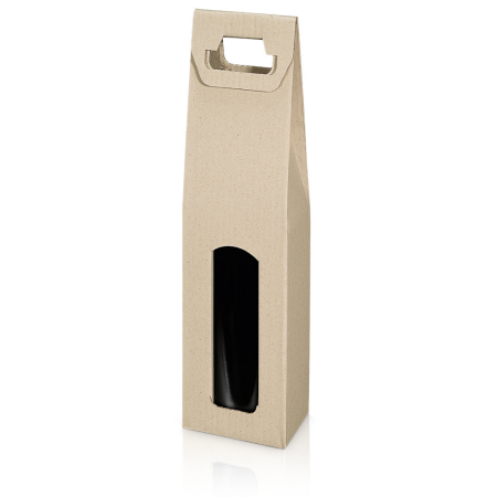 Tragekarton für 1 Flasche 115 x 90 x 380 mm (Modern Graspapier)-1