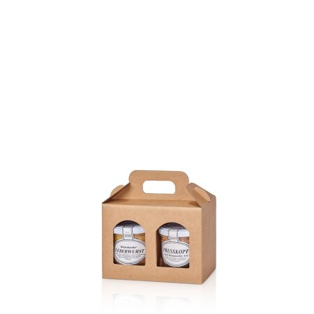 Geschenkbox mit Henkel "Gourmet Duo Natur" 170 x 80 x 120 mm-2