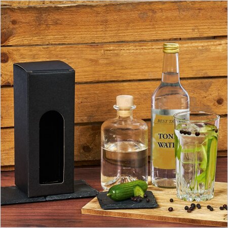 Faltschachtel fr 1 Flasche 85 x 85 x 220 mm Natura Schwarz
