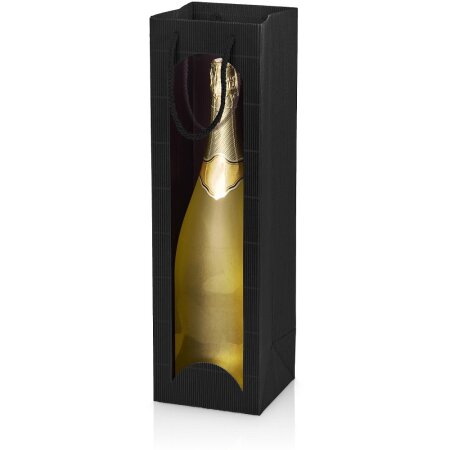 Geschenktüte mit Sichtfenster Schwarz für 1 Flasche 125 x 125 x 430 mm-1