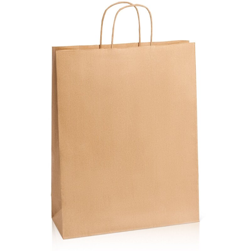 Shopper Take Away In Carta Kraft - Con Fondo Quadro, 50 Pezzi, Bianco - Foto 3