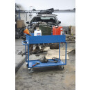 VARIOfit Tischwagen mit 2 Etagen und abnehmbarer Stahlblechwanne + EasySTOP - Enzianblau