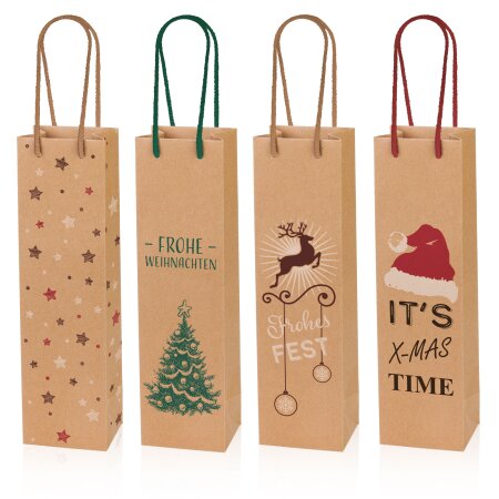 Geschenktüten 4er-Set Christmas für 1 Flasche 100 x 85 x 360 mm-1